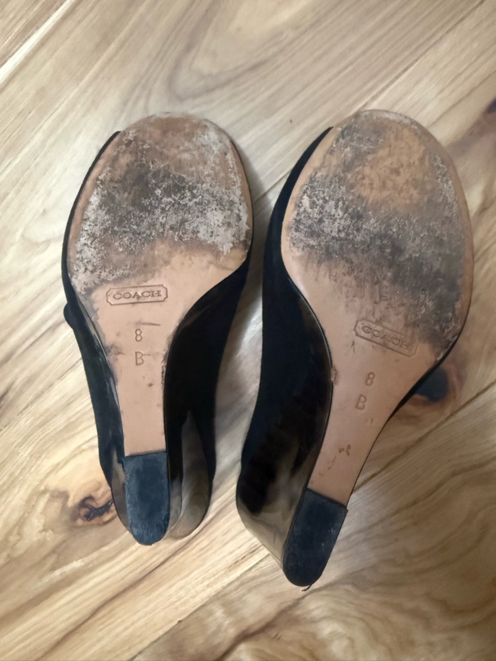 Coach Black Suede Open-Peep Toe Mule Heels - Picture 2 of 2